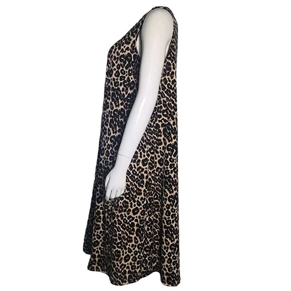 ELLOS Brown Tan Animal Print Sleeveless Pullover Dress Womens Plus Size 18/20 - Picture 4 of 7